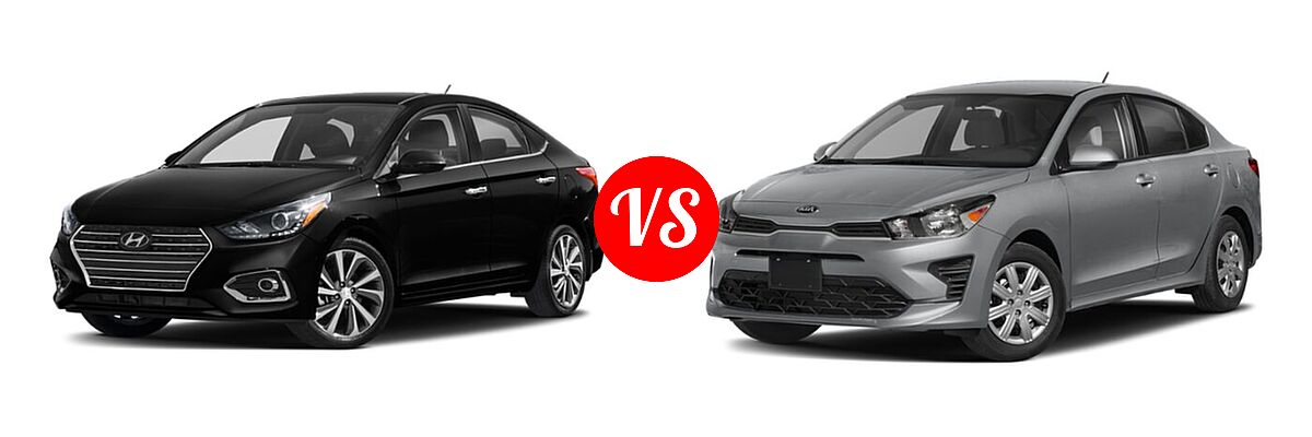 2021 Hyundai Accent Sedan Limited vs. 2021 Kia Rio Sedan S - Front Left Comparison