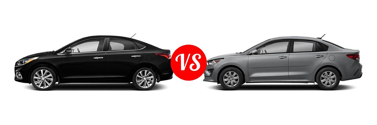 2021 Hyundai Accent Sedan Limited vs. 2021 Kia Rio Sedan S - Side Comparison