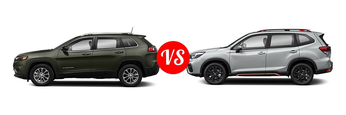 2021 Jeep Cherokee SUV Freedom vs. 2021 Subaru Forester SUV Sport - Side Comparison