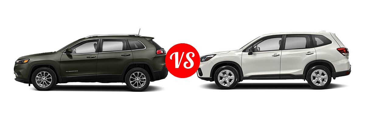 2021 Jeep Cherokee SUV Freedom vs. 2021 Subaru Forester SUV CVT / Premium - Side Comparison