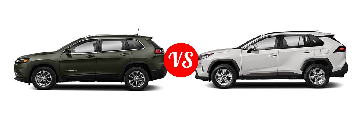 2021 Jeep Cherokee SUV Freedom vs. 2021 Toyota RAV4 SUV XLE / XLE Premium - Side Comparison