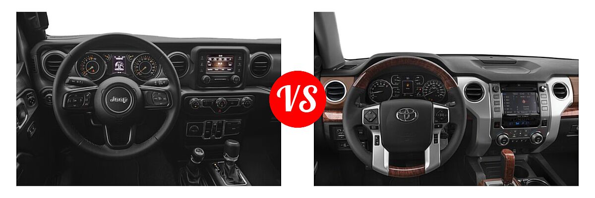 2021 Jeep Gladiator Pickup Texas Trail vs. 2021 Toyota Tundra 2WD Pickup 1794 Edition - Dashboard Comparison