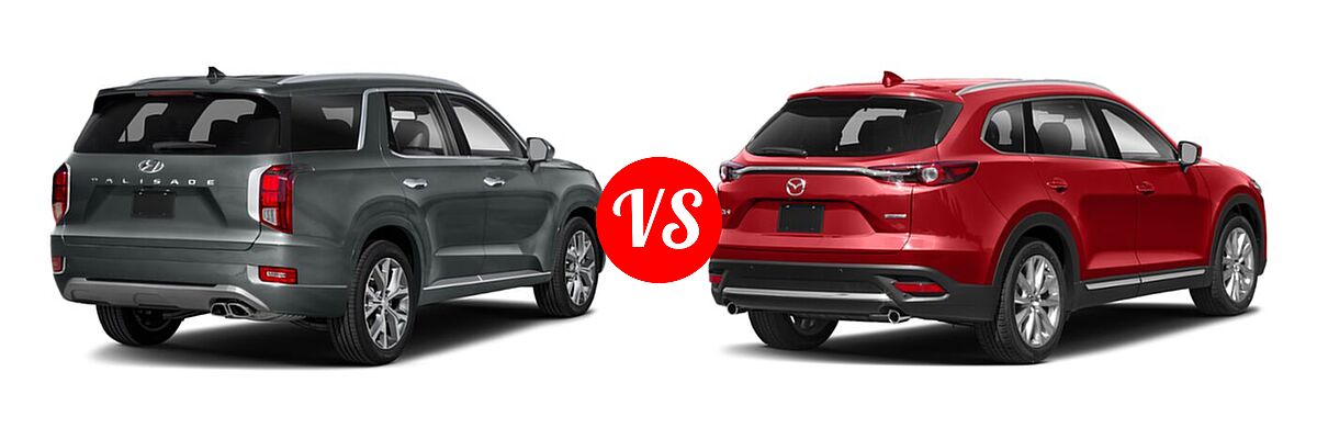 2021 Hyundai Palisade SUV Limited vs. 2021 Mazda CX-9 SUV Grand Touring - Rear Right Comparison