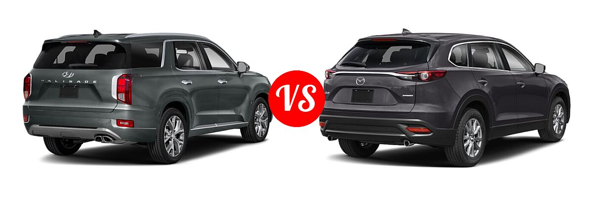 2021 Hyundai Palisade SUV Limited vs. 2021 Mazda CX-9 SUV Sport - Rear Right Comparison
