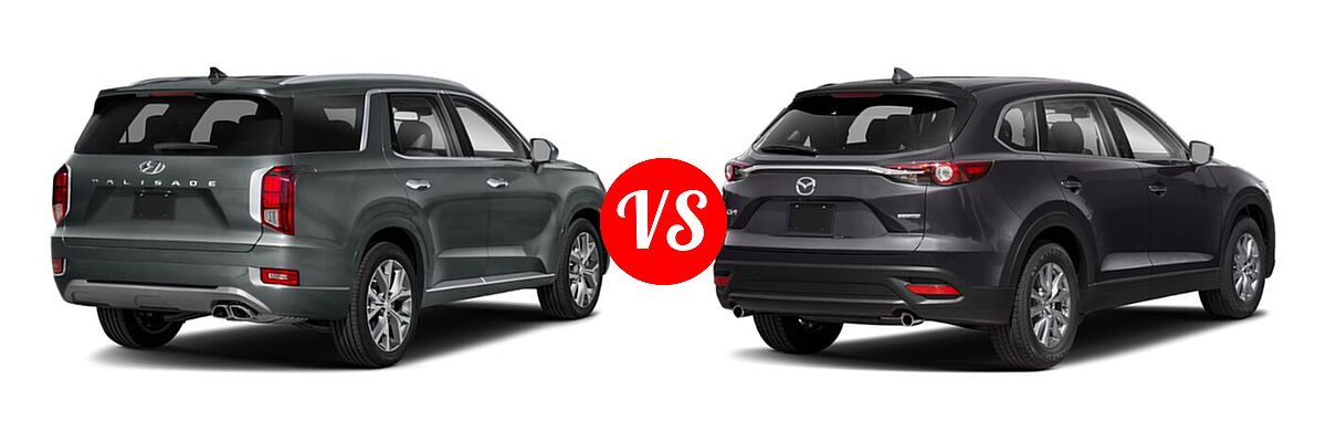 2021 Hyundai Palisade SUV Limited vs. 2021 Mazda CX-9 SUV Touring - Rear Right Comparison