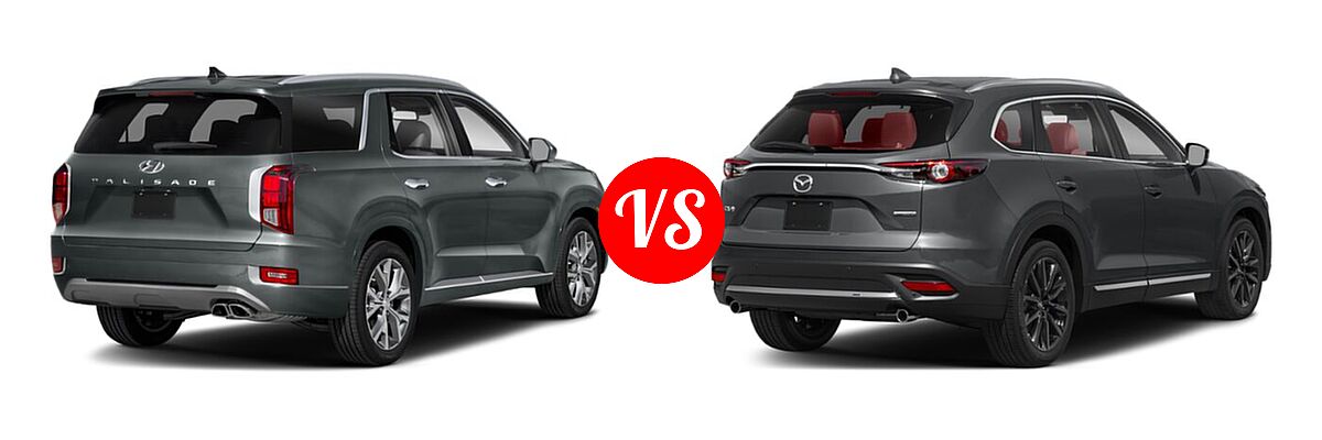 2021 Hyundai Palisade SUV Limited vs. 2021 Mazda CX-9 SUV Carbon Edition - Rear Right Comparison