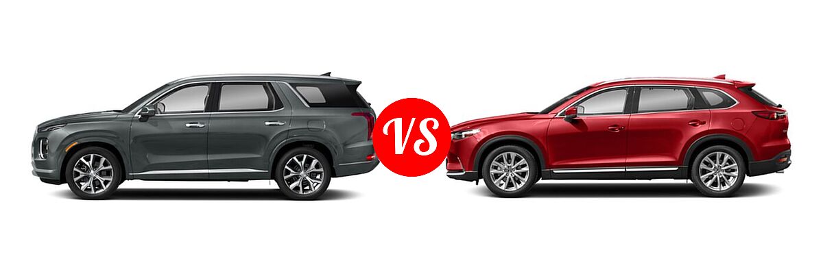 2021 Hyundai Palisade SUV Limited vs. 2021 Mazda CX-9 SUV Grand Touring - Side Comparison