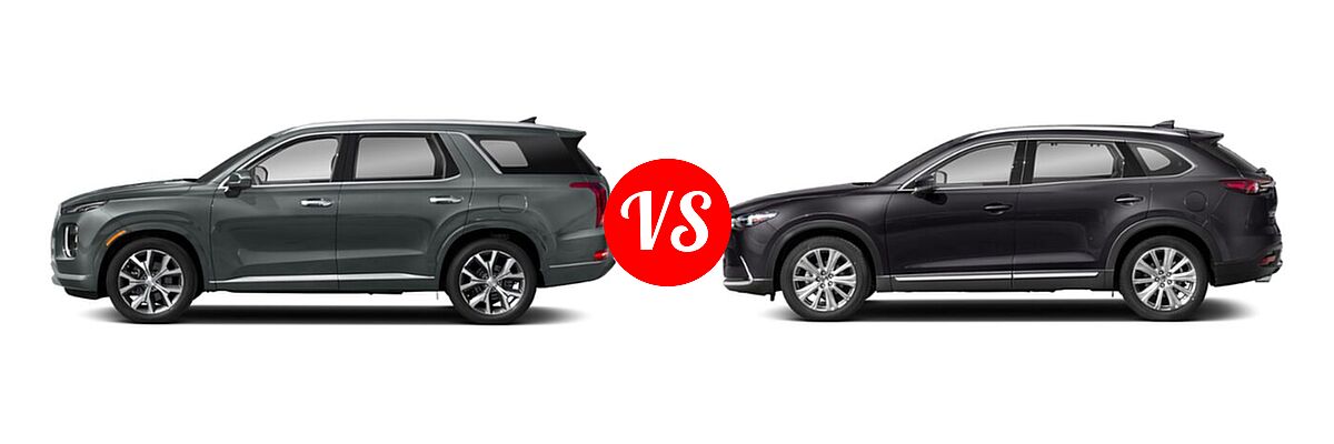 2021 Hyundai Palisade SUV Limited vs. 2021 Mazda CX-9 SUV Signature - Side Comparison
