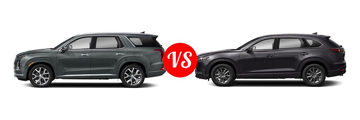 2021 Hyundai Palisade SUV Limited vs. 2021 Mazda CX-9 SUV Touring - Side Comparison