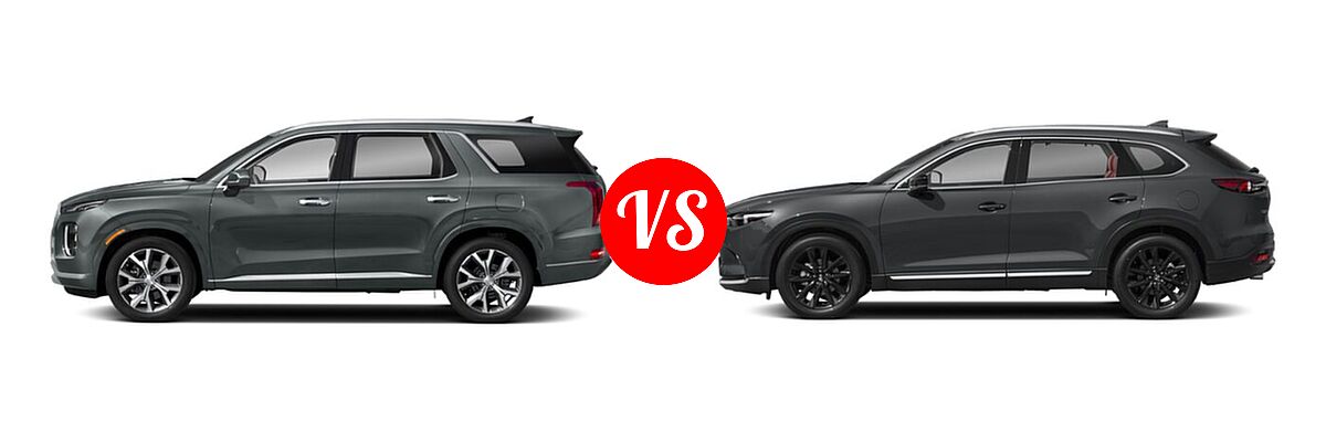 2021 Hyundai Palisade SUV Limited vs. 2021 Mazda CX-9 SUV Carbon Edition - Side Comparison