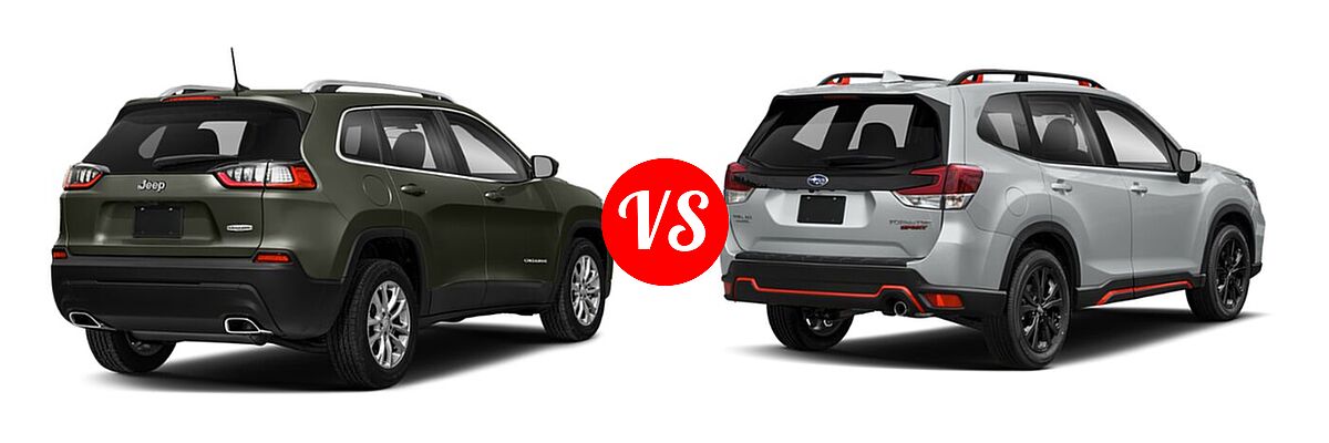 2021 Jeep Cherokee SUV Freedom vs. 2021 Subaru Forester SUV Sport - Rear Right Comparison