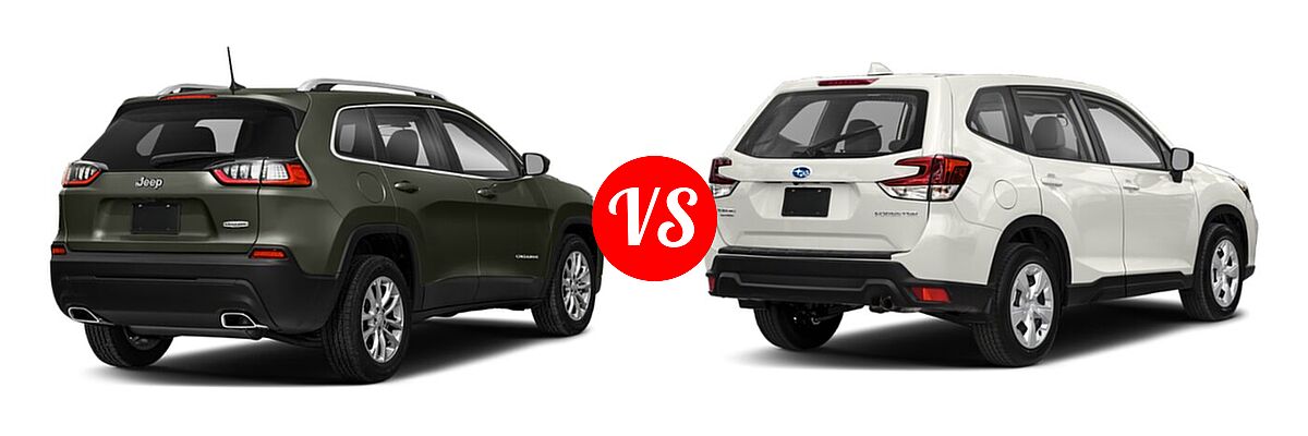 2021 Jeep Cherokee SUV Freedom vs. 2021 Subaru Forester SUV CVT / Premium - Rear Right Comparison