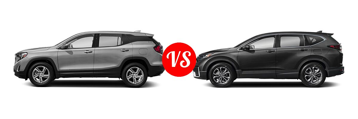 2021 GMC Terrain SUV SLT vs. 2021 Honda CR-V SUV EX-L - Side Comparison