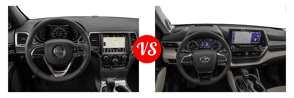 2021 Jeep Grand Cherokee SUV Trailhawk vs. 2021 Toyota Highlander Hybrid SUV Hybrid Hybrid Platinum - Dashboard Comparison