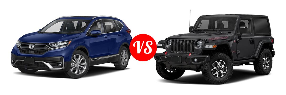 2021 Honda CR-V SUV Touring vs. 2021 Jeep Wrangler SUV Rubicon - Front Left Comparison