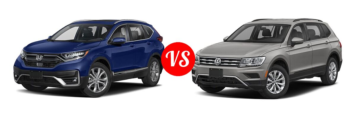 2021 Honda CR-V SUV Touring vs. 2021 Volkswagen Tiguan SUV S - Front Left Comparison