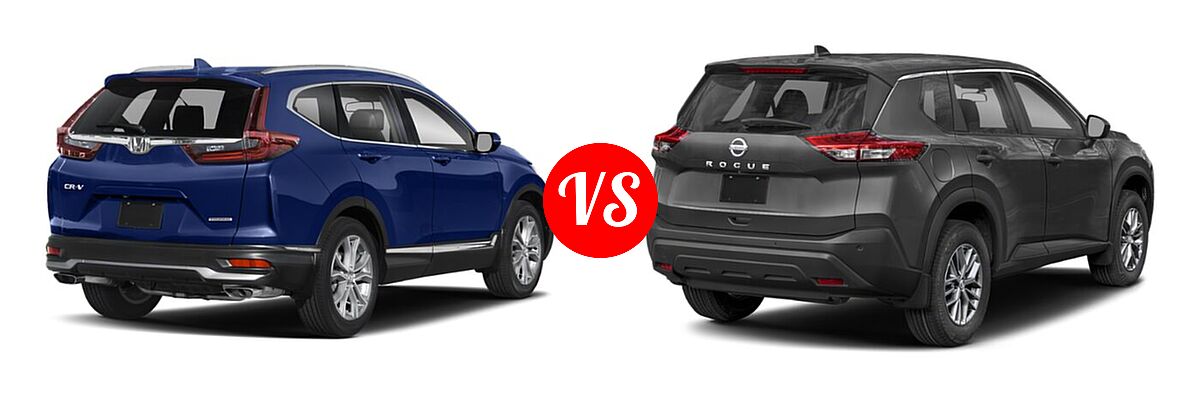 2021 Honda CR-V SUV Touring vs. 2021 Nissan Rogue SUV S / SL / SV - Rear Right Comparison