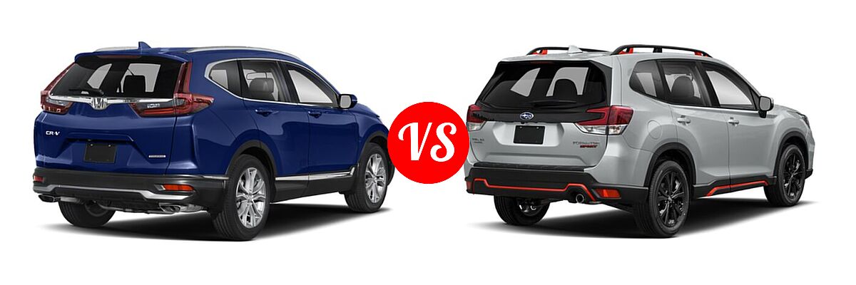2021 Honda CR-V SUV Touring vs. 2021 Subaru Forester SUV Sport - Rear Right Comparison