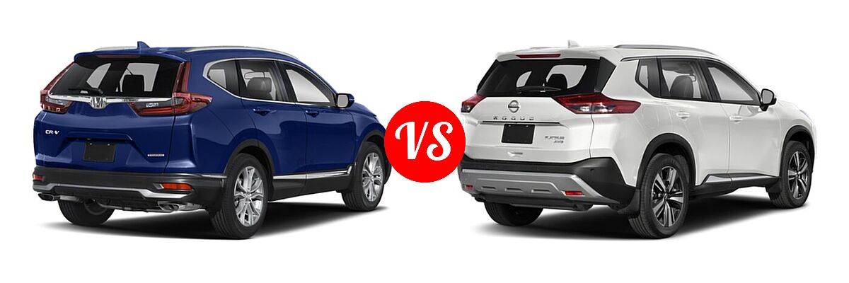 2021 Honda CR-V SUV Touring vs. 2021 Nissan Rogue SUV Platinum - Rear Right Comparison