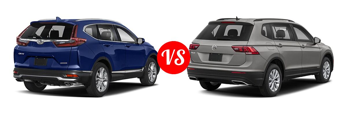 2021 Honda CR-V SUV Touring vs. 2021 Volkswagen Tiguan SUV S - Rear Right Comparison