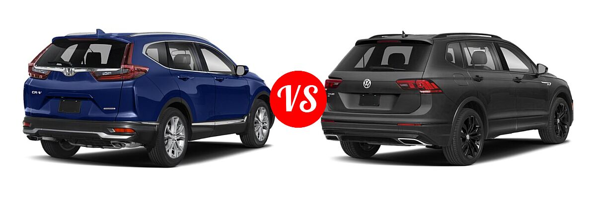2021 Honda CR-V SUV Touring vs. 2021 Volkswagen Tiguan SUV SE R-Line Black - Rear Right Comparison