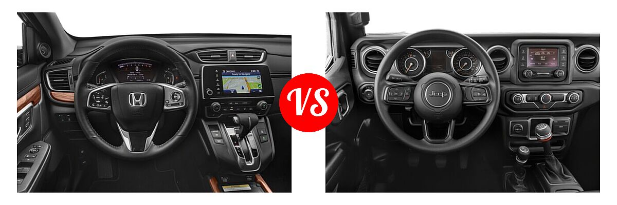 2021 Honda CR-V SUV Touring vs. 2021 Jeep Wrangler SUV 80th Anniversary / Freedom / Islander / Sport / Sport S / Willys / Willys Sport - Dashboard Comparison