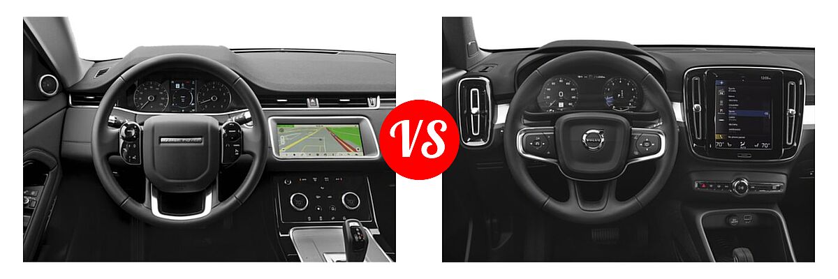 2021 Land Rover Range Rover Evoque SUV S / SE vs. 2019 Volvo XC40 SUV Momentum / R-Design - Dashboard Comparison
