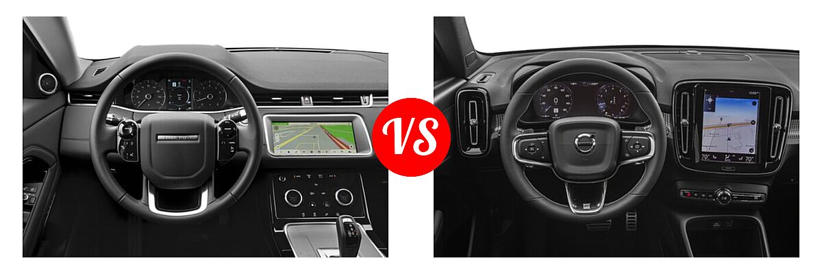 2021 Land Rover Range Rover Evoque SUV S / SE vs. 2019 Volvo XC40 SUV R-Design - Dashboard Comparison