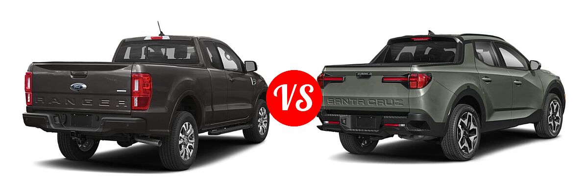 2021 Ford Ranger SuperCab Pickup LARIAT vs. 2022 Hyundai Santa Cruz Pickup Limited / SE / SEL - Rear Right Comparison