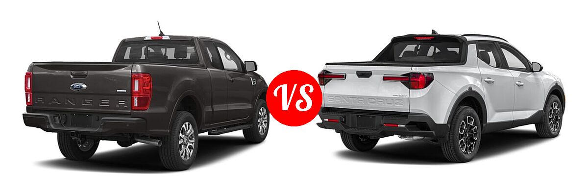 2021 Ford Ranger SuperCab Pickup LARIAT vs. 2022 Hyundai Santa Cruz Pickup SEL Premium - Rear Right Comparison