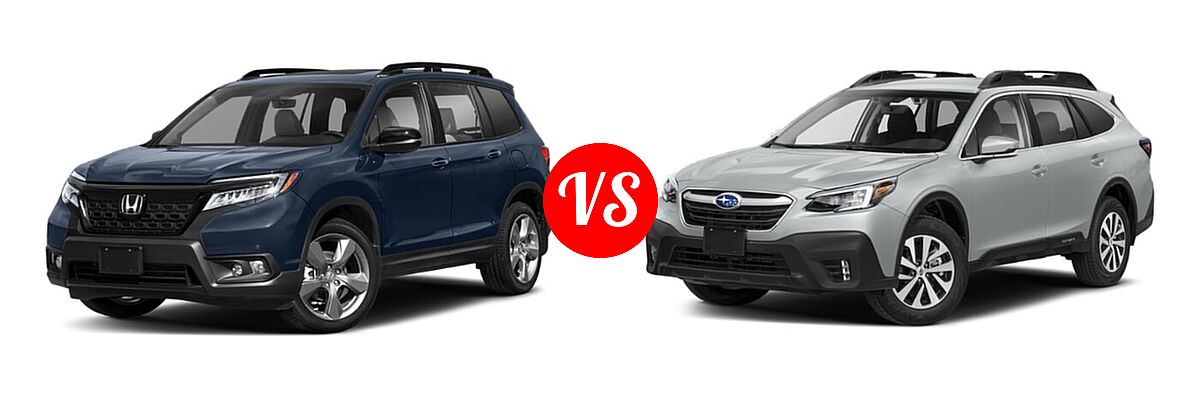 2021 Honda Passport SUV Touring vs. 2021 Subaru Outback SUV Premium - Front Left Comparison