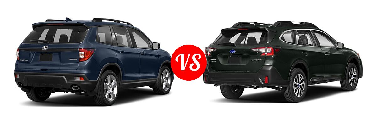 2021 Honda Passport SUV Touring vs. 2021 Subaru Outback SUV CVT - Rear Right Comparison
