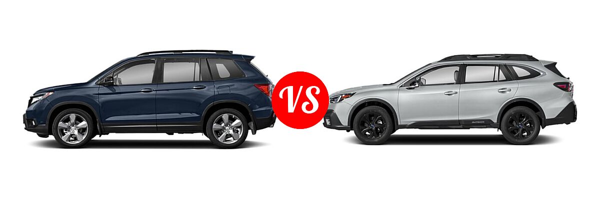 2021 Honda Passport SUV Touring vs. 2021 Subaru Outback SUV Onyx Edition XT - Side Comparison