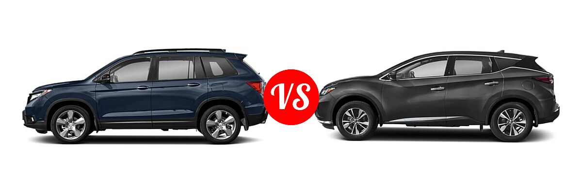2021 Honda Passport SUV Touring vs. 2021 Nissan Murano SUV S / SV - Side Comparison