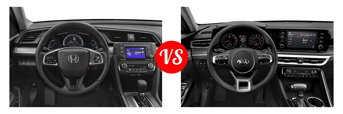 2021 Honda Civic Sedan LX vs. 2021 Kia K5 Sedan GT / LX / LXS - Dashboard Comparison