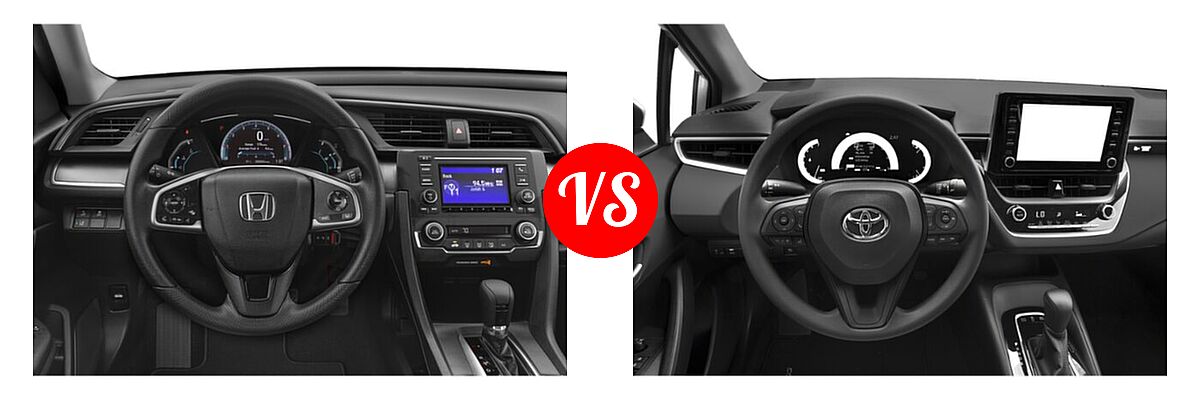 2021 Honda Civic Sedan LX vs. 2021 Toyota Corolla Sedan Hybrid Hybrid LE - Dashboard Comparison