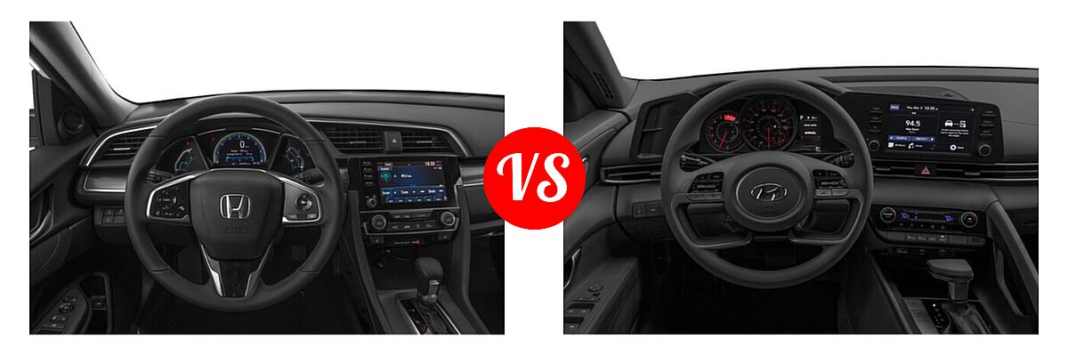 2021 Honda Civic Sedan EX vs. 2021 Hyundai Elantra Sedan SEL - Dashboard Comparison