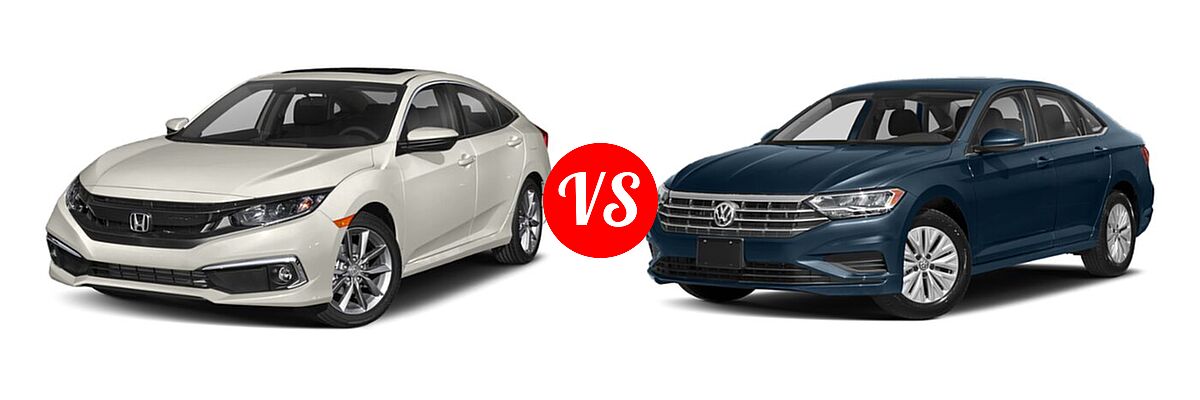 2021 Honda Civic Sedan EX vs. 2021 Volkswagen Jetta Sedan S / SE / SEL / SEL Premium - Front Left Comparison