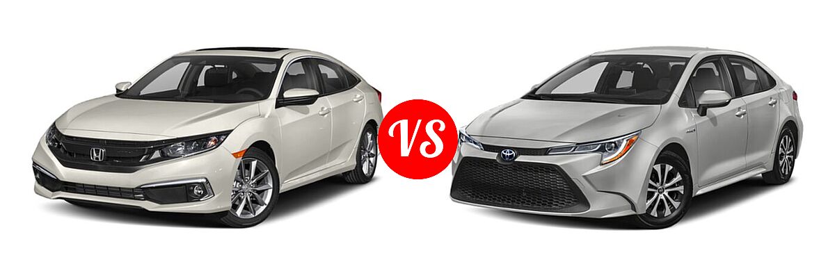2021 Honda Civic Sedan EX vs. 2021 Toyota Corolla Sedan Hybrid Hybrid LE - Front Left Comparison