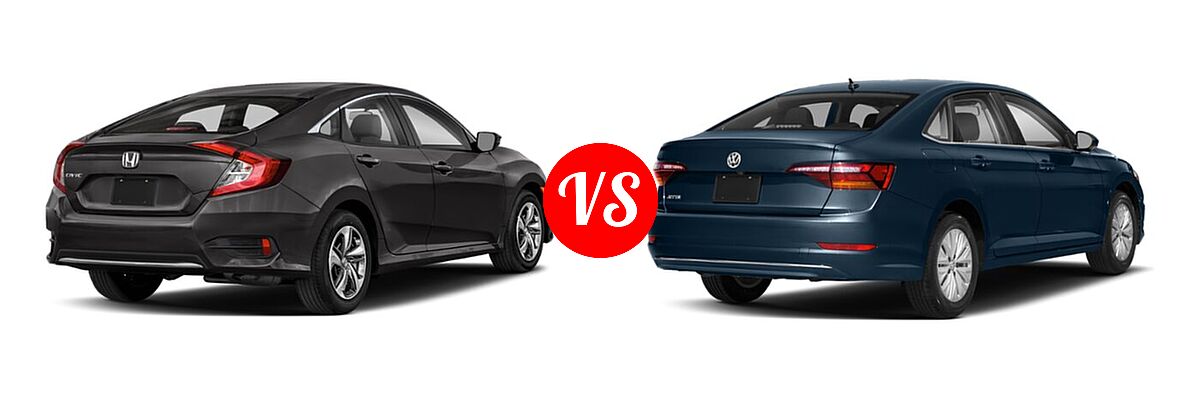 2021 Honda Civic Sedan LX vs. 2021 Volkswagen Jetta Sedan S / SE / SEL / SEL Premium - Rear Right Comparison