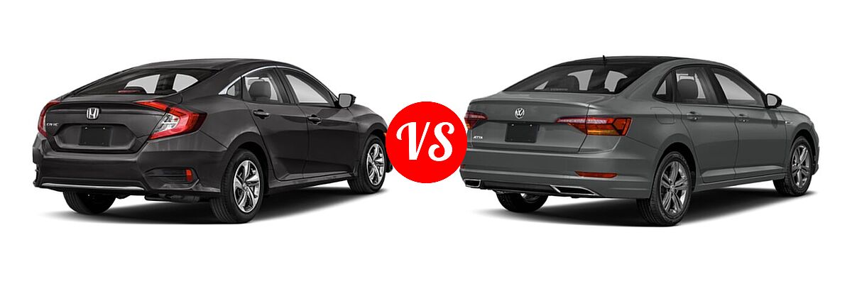 2021 Honda Civic Sedan LX vs. 2021 Volkswagen Jetta Sedan R-Line - Rear Right Comparison