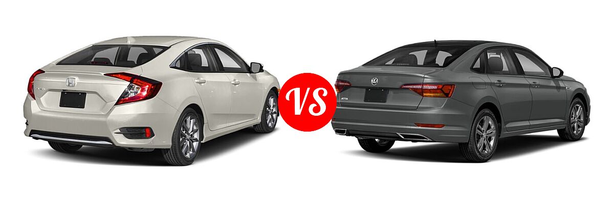 2021 Honda Civic Sedan EX vs. 2021 Volkswagen Jetta Sedan R-Line - Rear Right Comparison