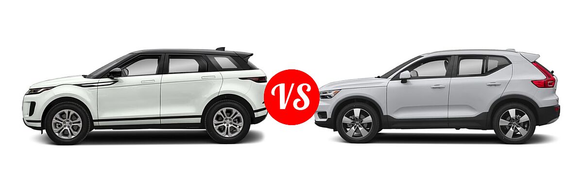 2021 Land Rover Range Rover Evoque SUV S / SE vs. 2019 Volvo XC40 SUV Momentum / R-Design - Side Comparison