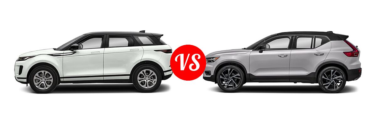2021 Land Rover Range Rover Evoque SUV S / SE vs. 2019 Volvo XC40 SUV R-Design - Side Comparison