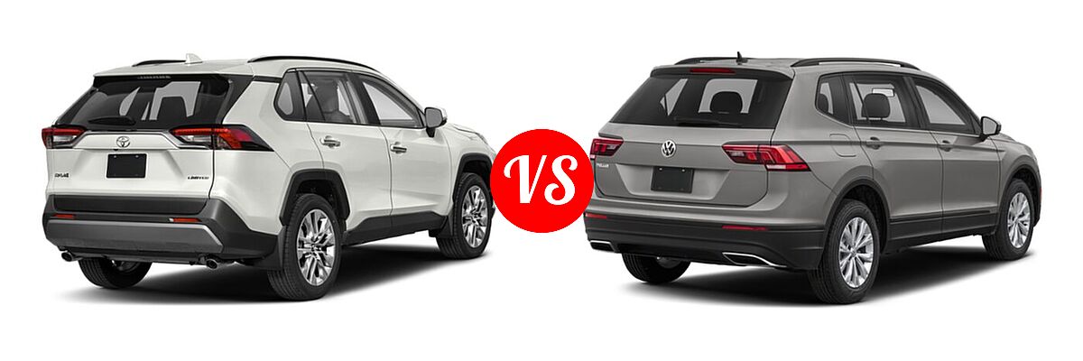 2021 Toyota RAV4 SUV Limited vs. 2021 Volkswagen Tiguan SUV S - Rear Right Comparison