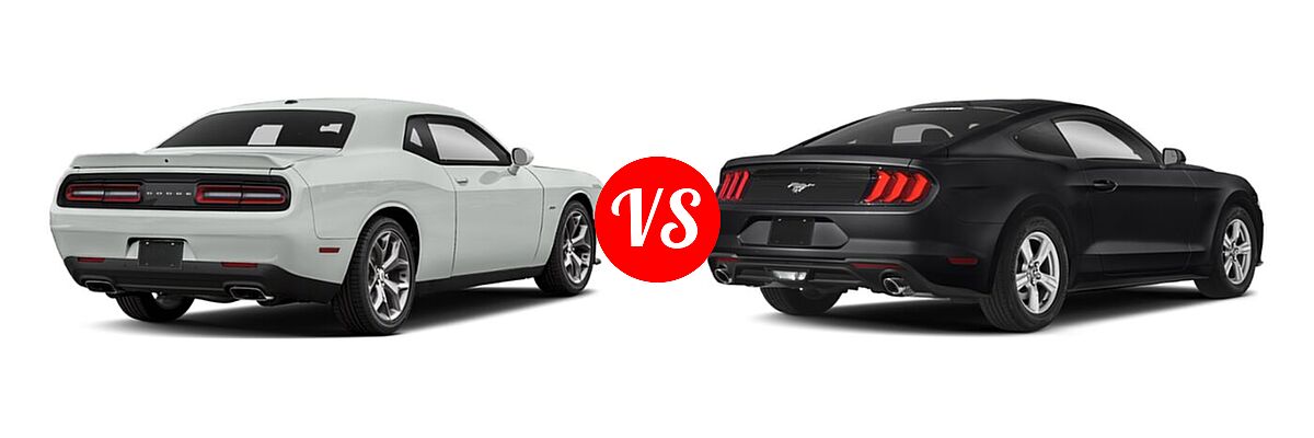 2021 Dodge Challenger Coupe GT / R/T vs. 2021 Ford Mustang Coupe EcoBoost / EcoBoost Premium / GT / GT Premium - Rear Right Comparison