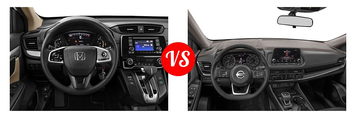 2021 Honda CR-V SUV LX vs. 2021 Nissan Rogue SUV S / SL / SV - Dashboard Comparison