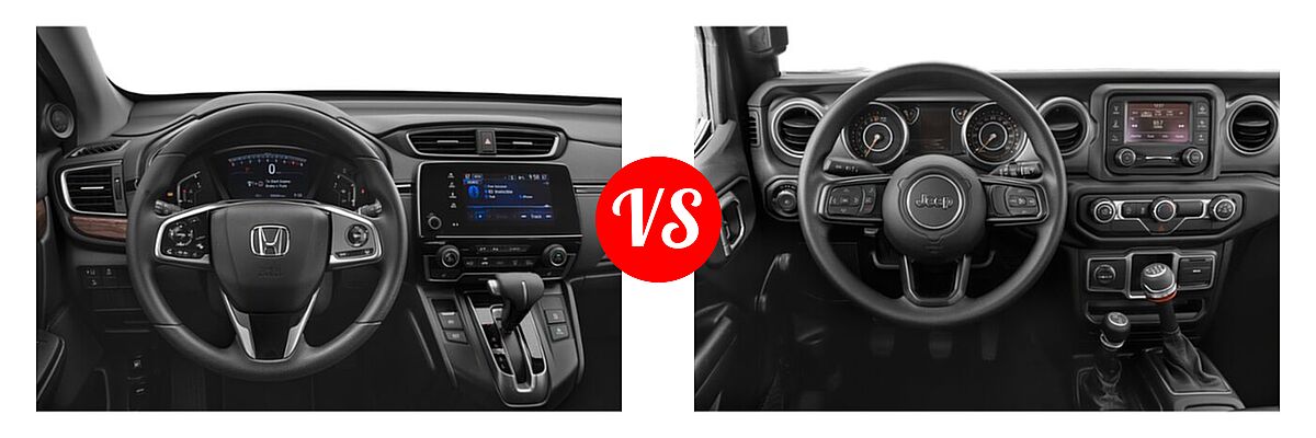 2021 Honda CR-V SUV EX vs. 2021 Jeep Wrangler SUV 80th Anniversary / Freedom / Islander / Sport / Sport S / Willys / Willys Sport - Dashboard Comparison