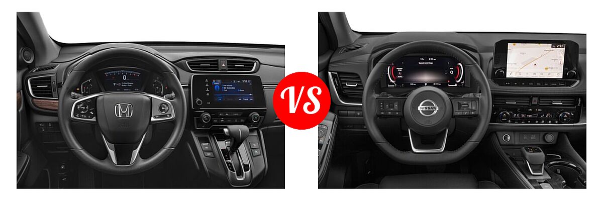 2021 Honda CR-V SUV EX vs. 2021 Nissan Rogue SUV Platinum - Dashboard Comparison