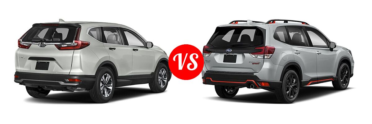 2021 Honda CR-V SUV LX vs. 2021 Subaru Forester SUV Sport - Rear Right Comparison